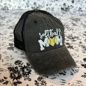 Softball Mom Black Cap